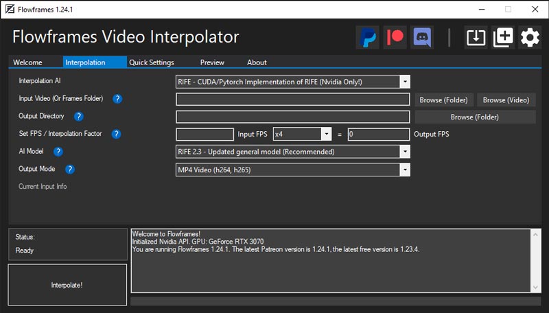 Interpolador de vídeo Flowframes