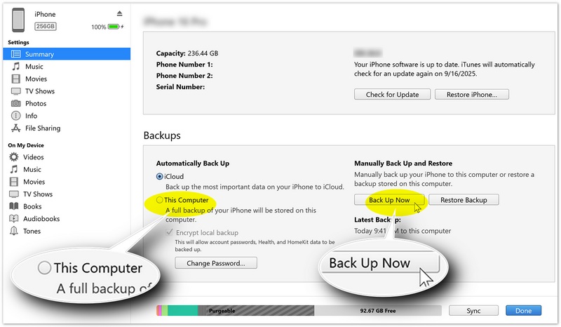 Fclick Backup do iTunes