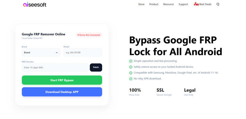 Aiseesoft Online FRP Bypass Remove