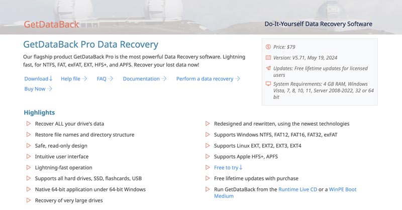 O que é o Getdataback Pro Data Recovery?