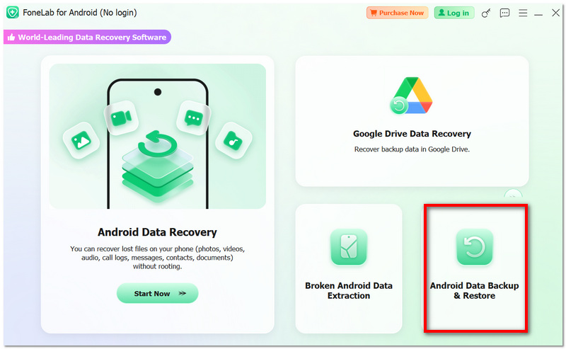 Selecione Backup e restauração de dados do Android