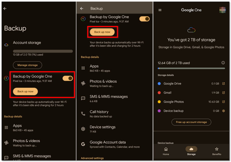 Ativar/desativar o Google One