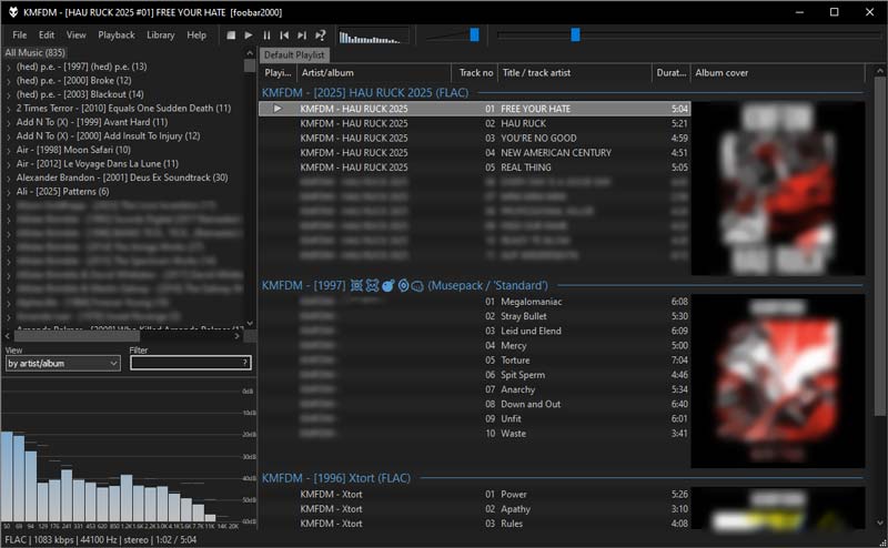 Reprodutor de áudio de alta resolução Foobar2000
