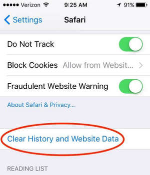 Esvaziar cache do Safari