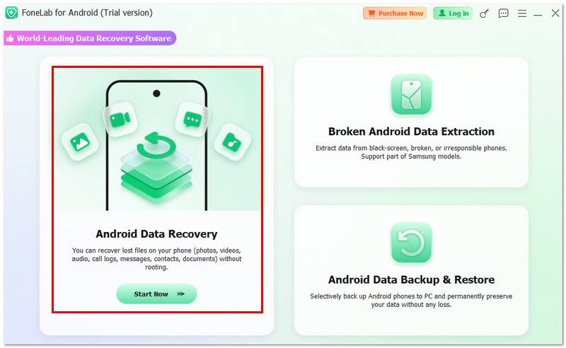 Escolha a recuperação de dados do Android