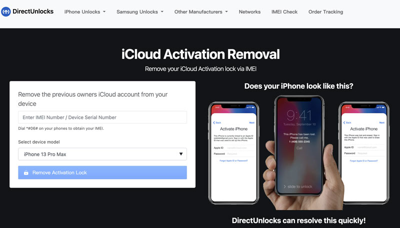 Serviço de desbloqueio online Directunlocks icloud