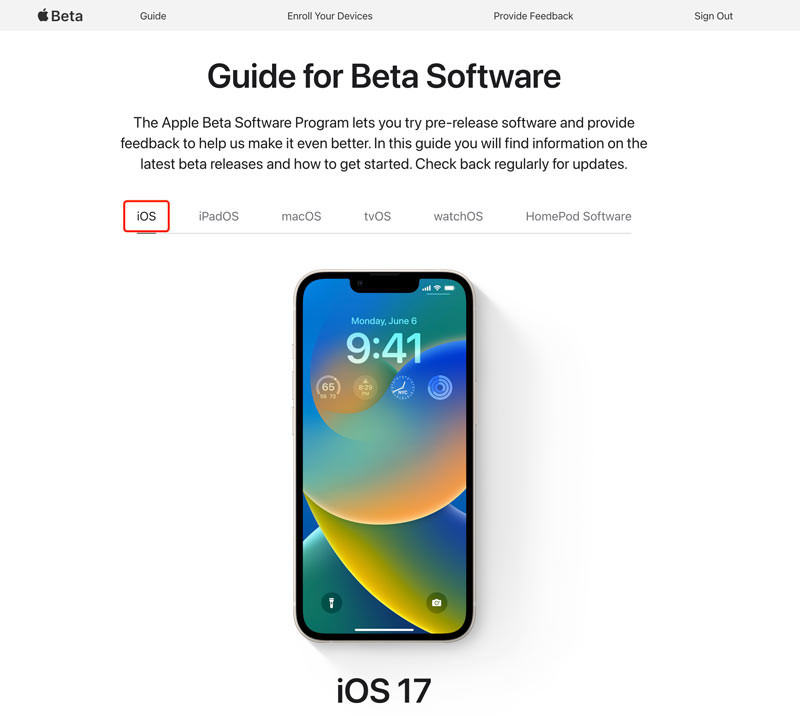 Guia para software beta iOS 18/17