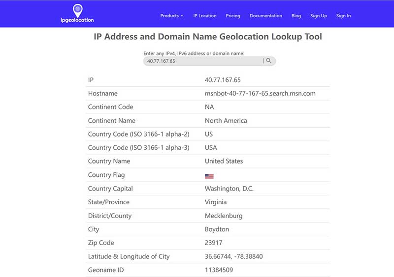 Aplicativo de geolocalização IP