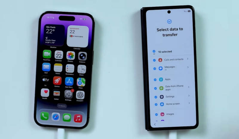 Selecione Transferir dados no Samsung