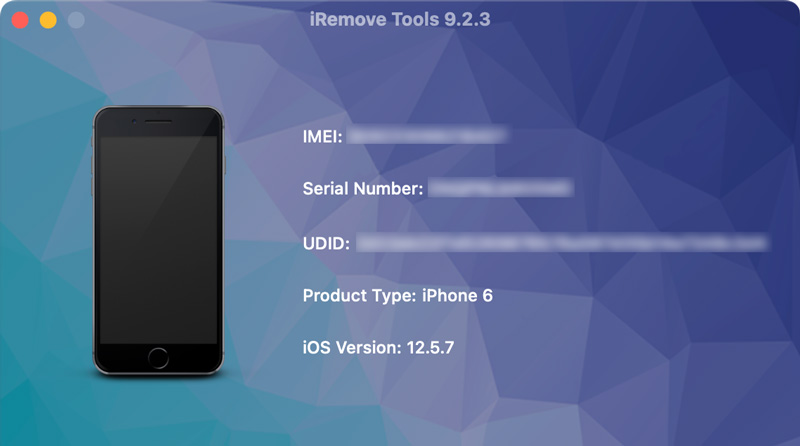Informações do iPhone conectado pelo iRemove Tools