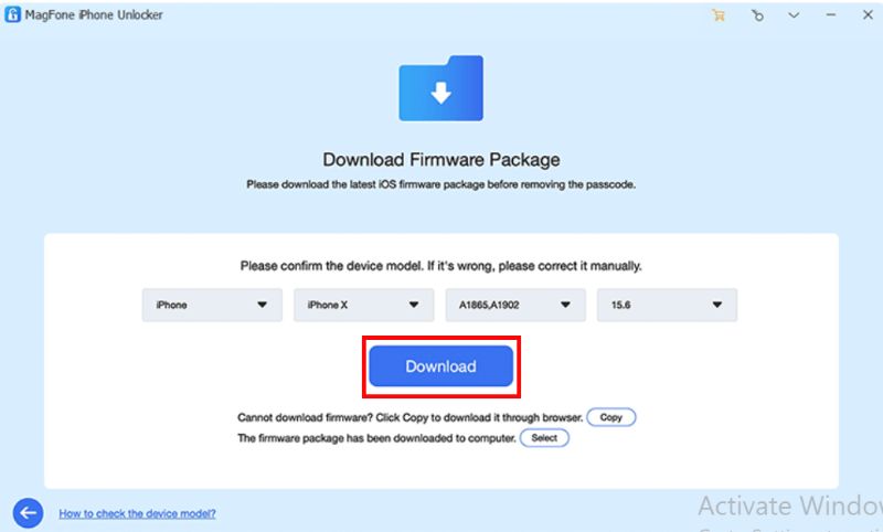 Clique em Baixar Firmware