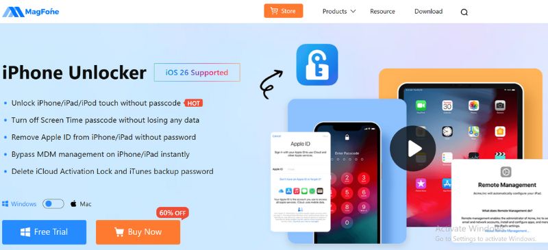 Interface de desbloqueio Magfone iPhone