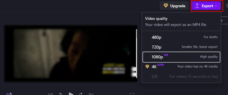 Clipchamp Exportar Vídeo