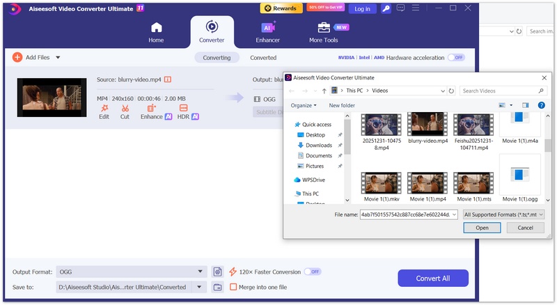 Aiseesoft Video Converter Ultimate: Adicionar arquivos MOV