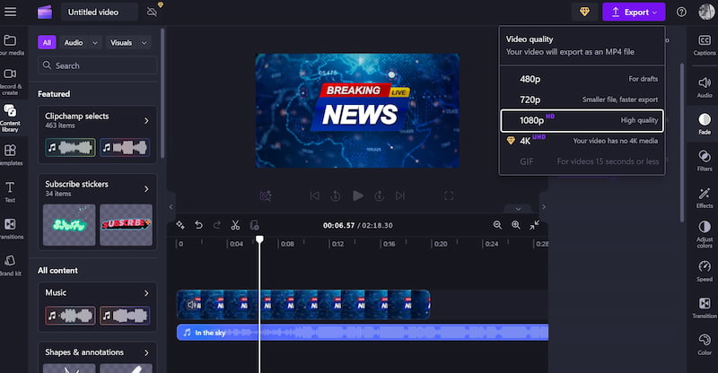 Editor Clipchamp