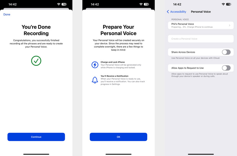 Prepare a voz pessoal no iOS 17