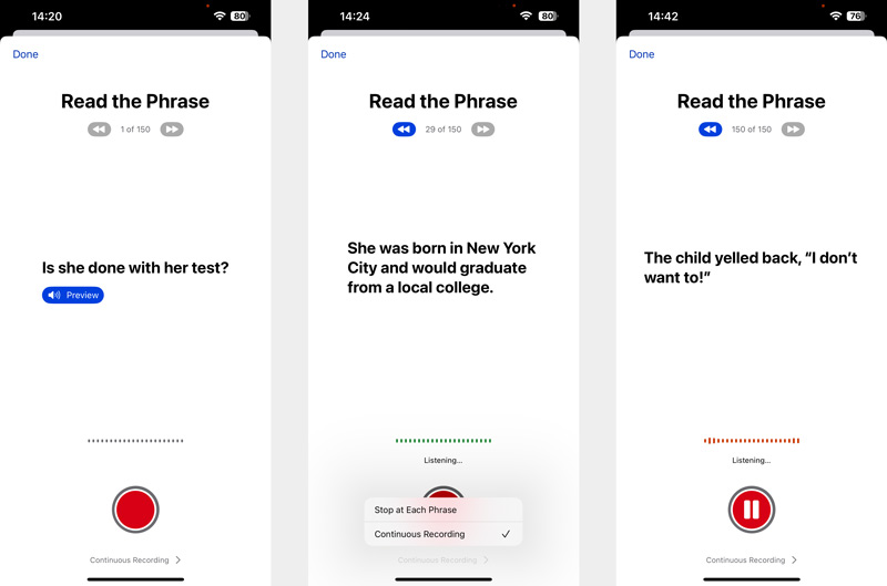 Ler frases de voz pessoal iOS 17
