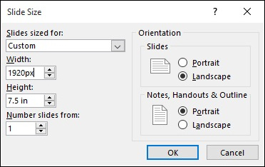 Tamanho de slide personalizado