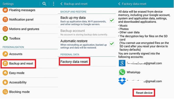 Fazer backup e redefinir o telefone Android