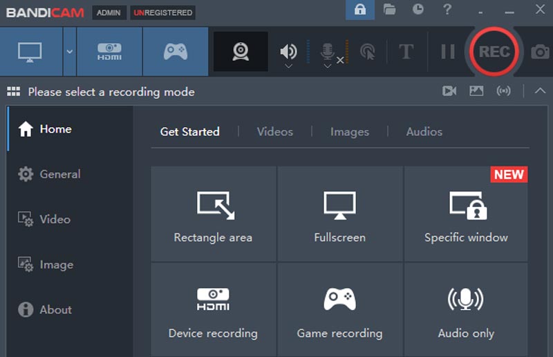 Interface Bandicam