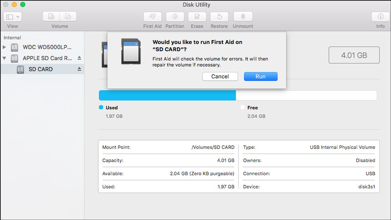 Primeiros Socorros para Recuperar Cartão SD no Mac