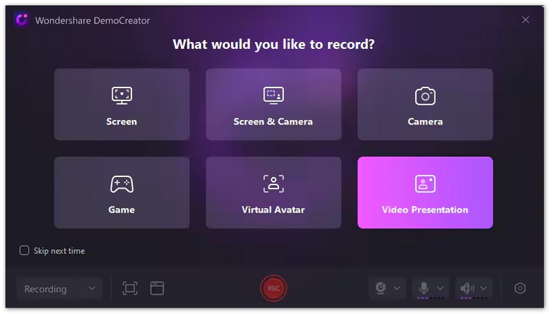 Interface Wondershare Democreator