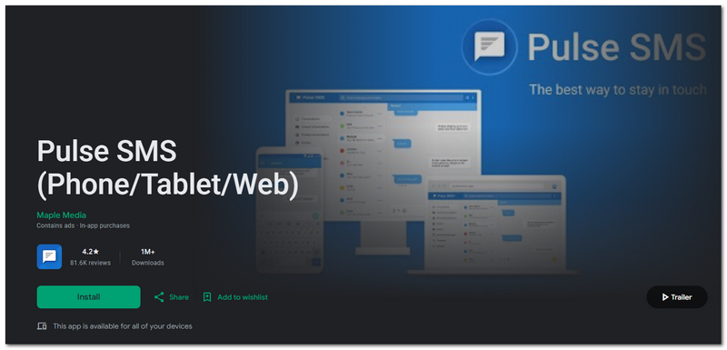 Aplicativo de mensagens de texto Pulse SMS