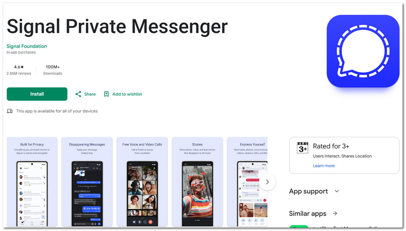 Aplicativo de mensagens de texto Signal