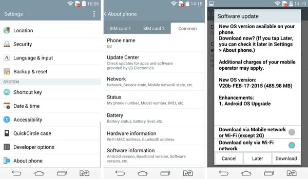 Atualize Android LG