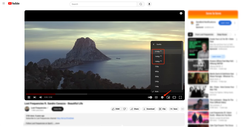 Melhore a qualidade do vídeo do Youtube, escolha a resolução