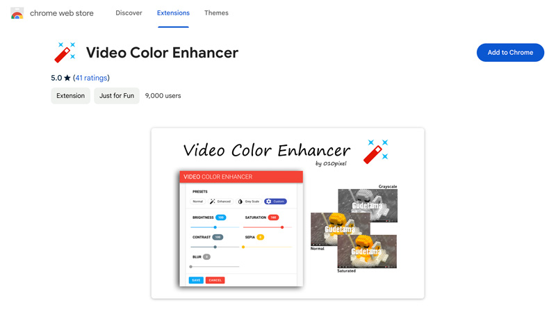 Extensão do Chrome para intensificador de cores de vídeo