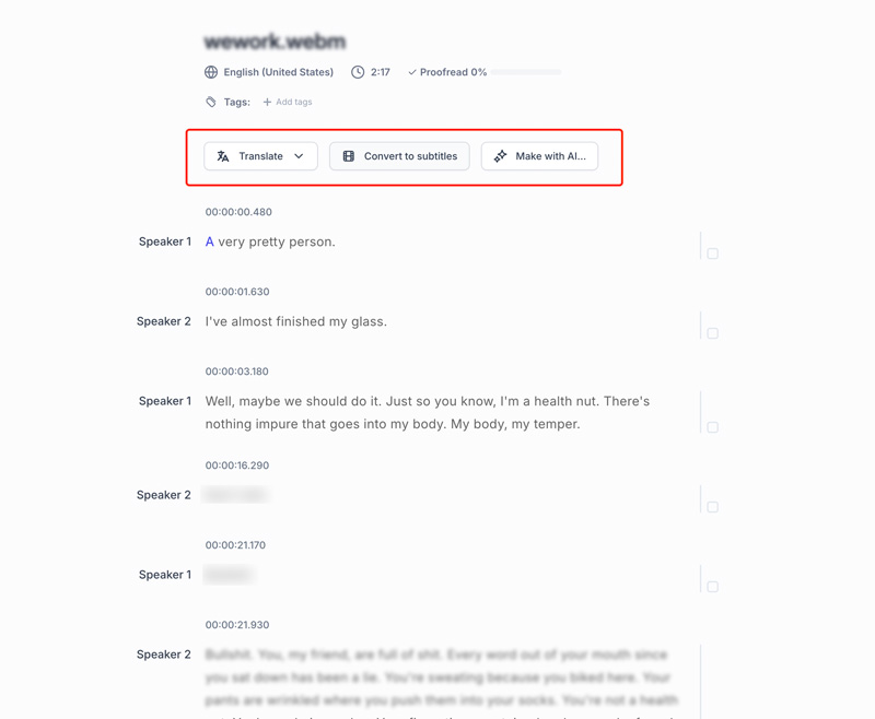 Transcreva um vídeo para texto online Happyscribe