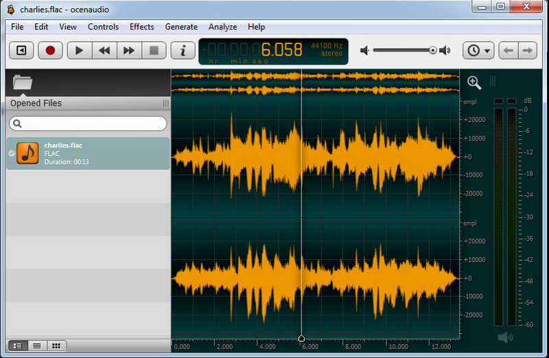 Gravador de som Ocenaudio