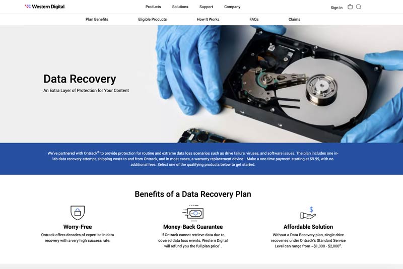 Recuperação de dados Western Digital Ontrack