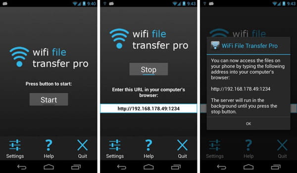Transferência de arquivo por Wi-Fi