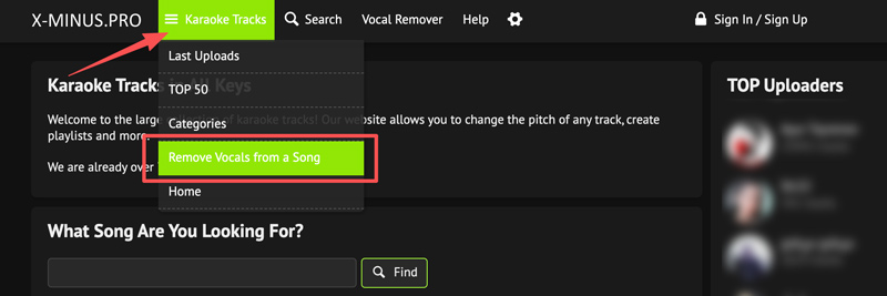 Site do X Minus Vocal Remover
