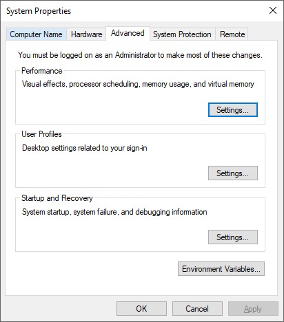 Configurações em Desempenho