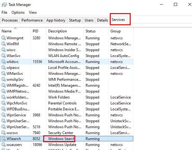 Serviços de Pesquisa do Windows