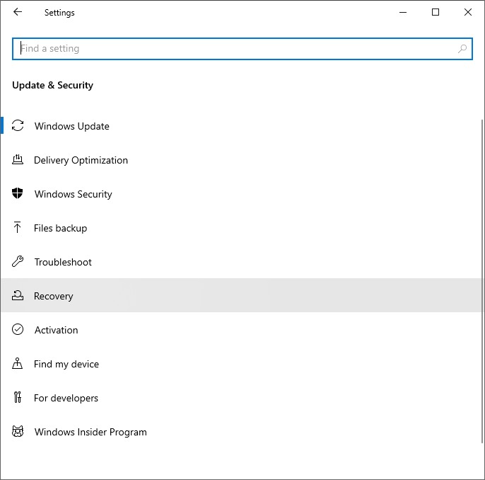 Recuperação no Windows e Segurança