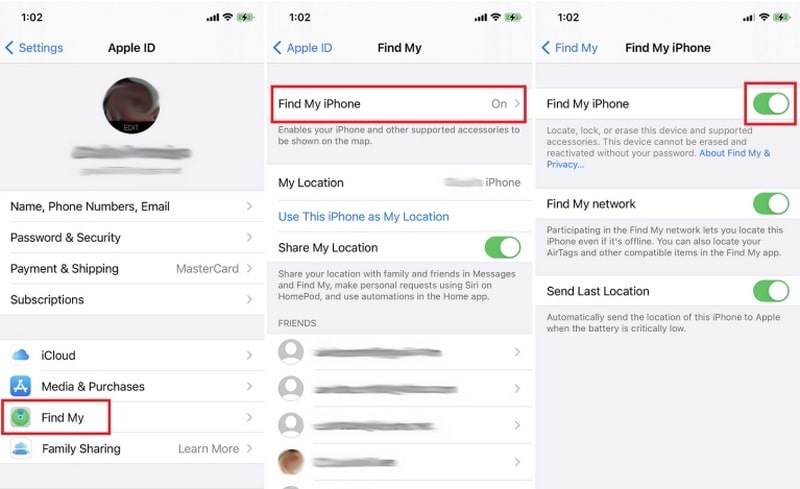 Desativar Encontrar em Configurações