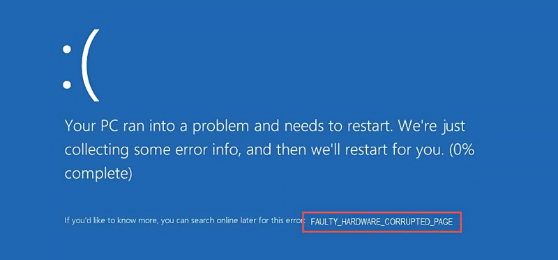 Erro de página corrompida com hardware defeituoso