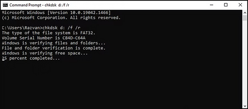 Execute o Chkdsk para resolver corrupção de arquivo
