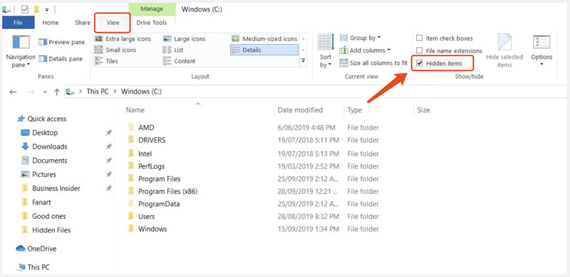 Exibir itens ocultos no PC com Windows