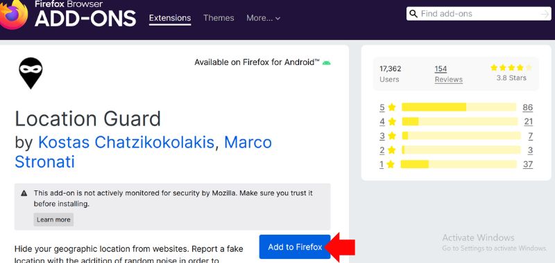 Clique em Adicionar ao Firefox