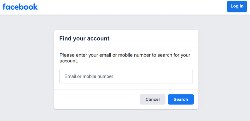 Encontre e recupere sua conta do Facebook
