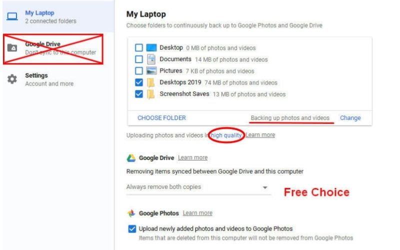 Clique em Pasta do dispositivo de backup