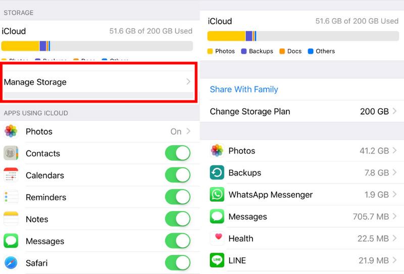 Verifique o armazenamento do iCloud