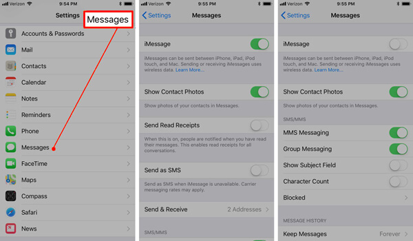 Desligue iMessage