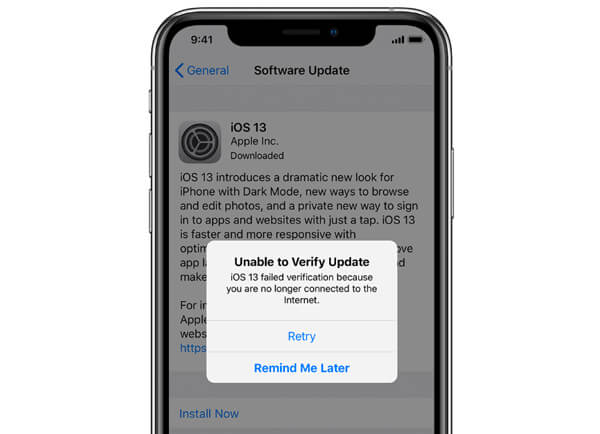 Não foi possível verificar a atualização
