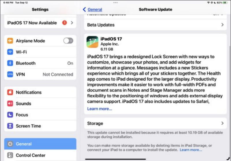 Atualizar versão do iPadOS